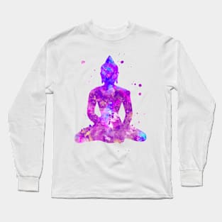 Buddha Watercolor Painting Purple Long Sleeve T-Shirt